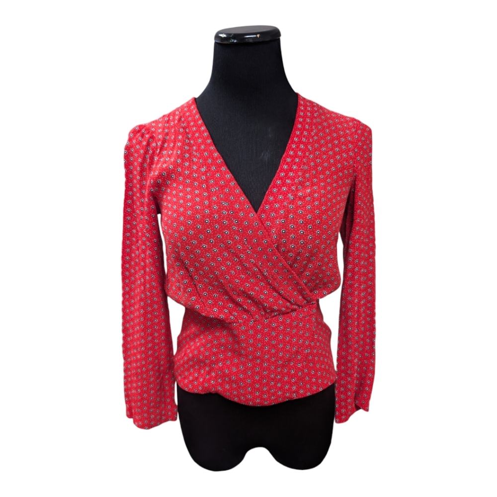 Cooperative Urban Outfitters Snap Wrap Red Blouse Size S
